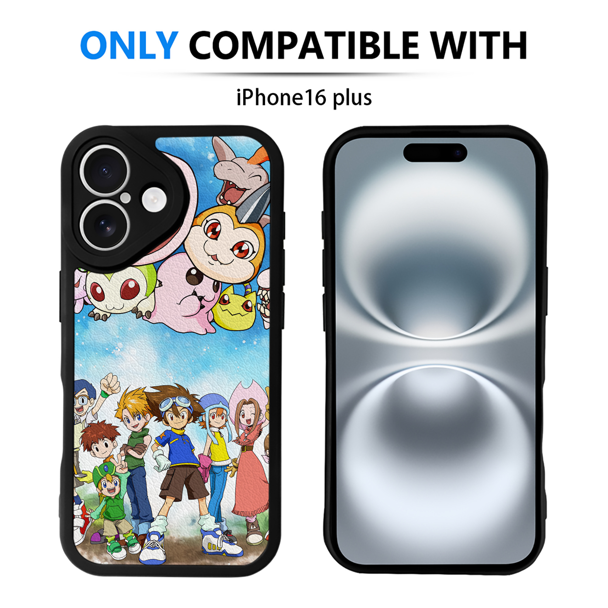 （画像用） Digimon デジタルモンスター/デジモン 【iPhone 16シリーズ対応】シリコンスマホケース（レザー調） 材質：シリコン